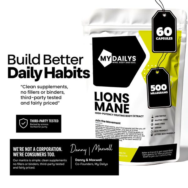 Lions Mane Supplement | Vegan Capsules | My Dailys Health Wellness