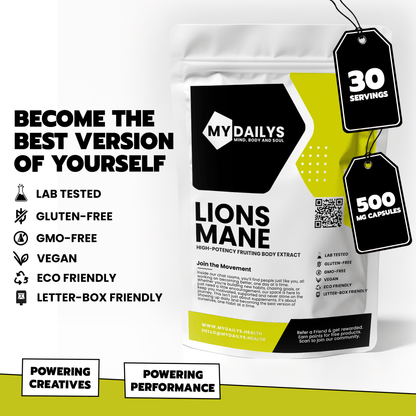 Lions Mane Supplement | Vegan Capsules | My Dailys Health Wellness