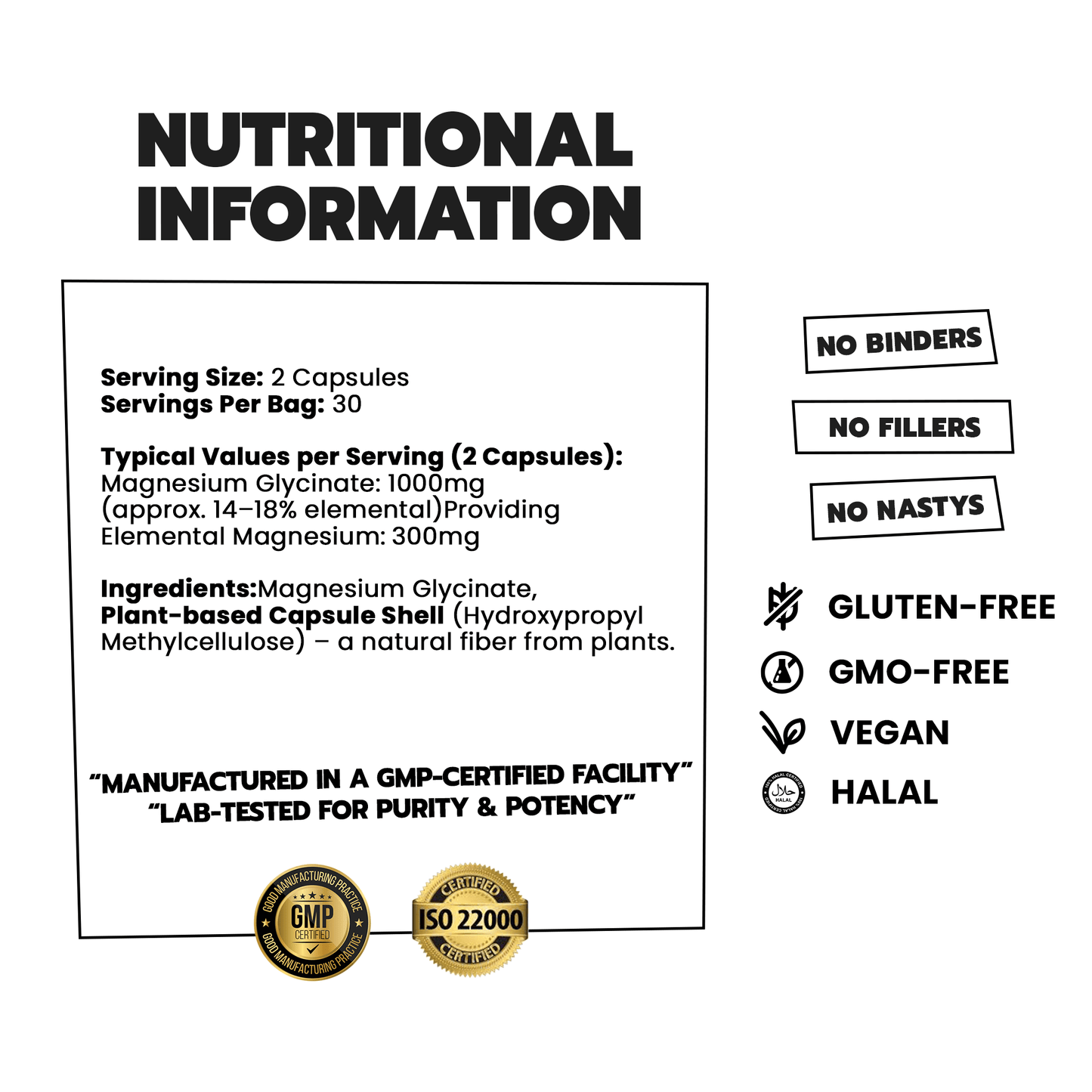 Magnesium Glycinate Supplement | Vegan Capsules | My Dailys Health Wellness