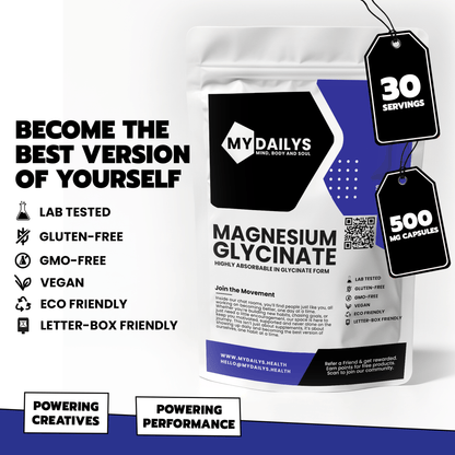Magnesium Glycinate Supplement | Vegan Capsules | My Dailys Health Wellness