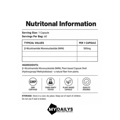 NMN Supplement | Vegan Capsules | My Dailys Health Wellness