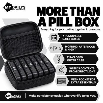 Weekly Pill Organiser 7 Day Supplement Travel Bag Morning Afternoon and Night
