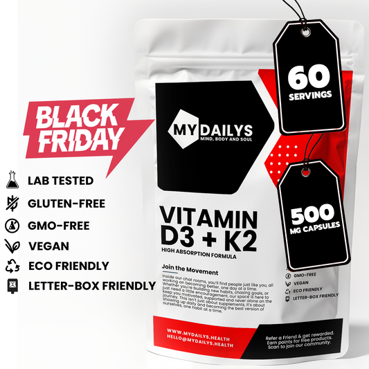 Vitamin D3 + K2 Supplement | Vegan Capsules | My Dailys Health Wellness