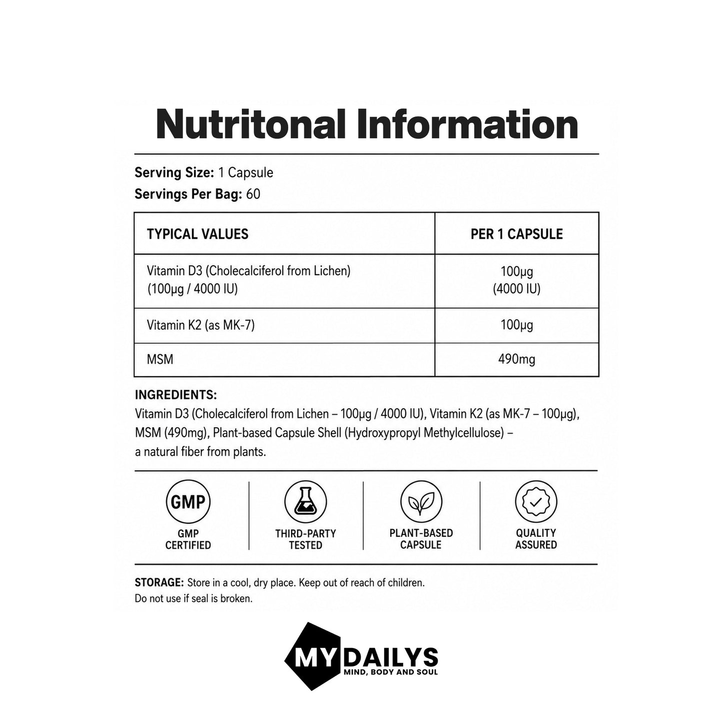 My Dailys Mood & Sleep Bundle | Vitamin D3 + K2 & Magnesium Glycinate Supplements