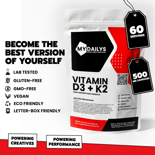 Vitamin D3 + K2 Supplement | Vegan Capsules | My Dailys Health Wellness