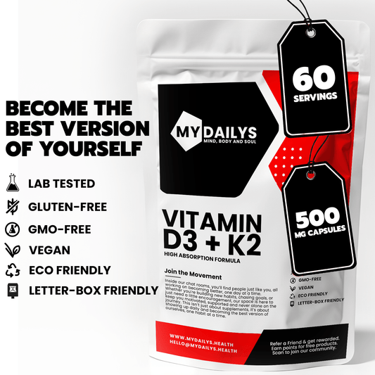 Vitamin D3 + K2 Supplement | Vegan Capsules | My Dailys Health Wellness