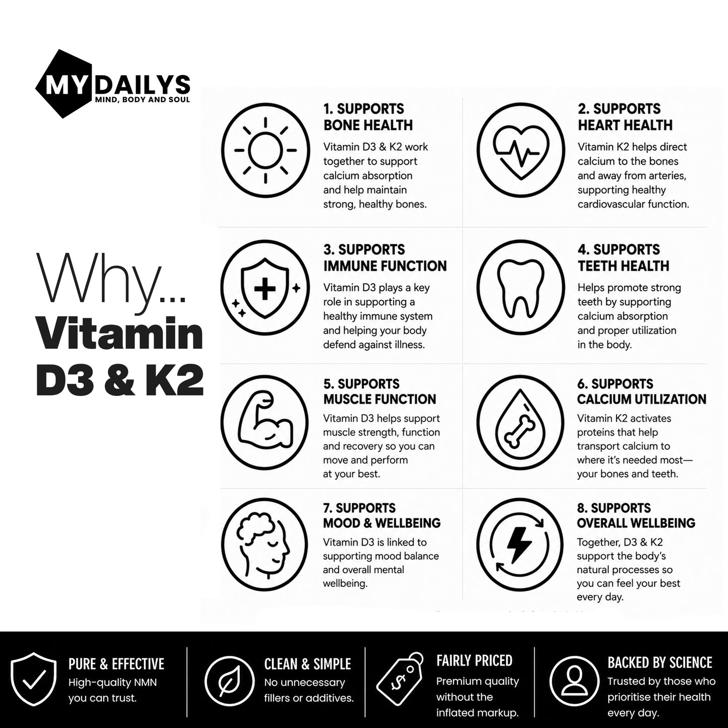 My Dailys Mood & Sleep Bundle | Vitamin D3 + K2 & Magnesium Glycinate Supplements
