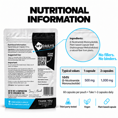 NMN Supplement UK | 500mg Vegan Capsules | My Dailys